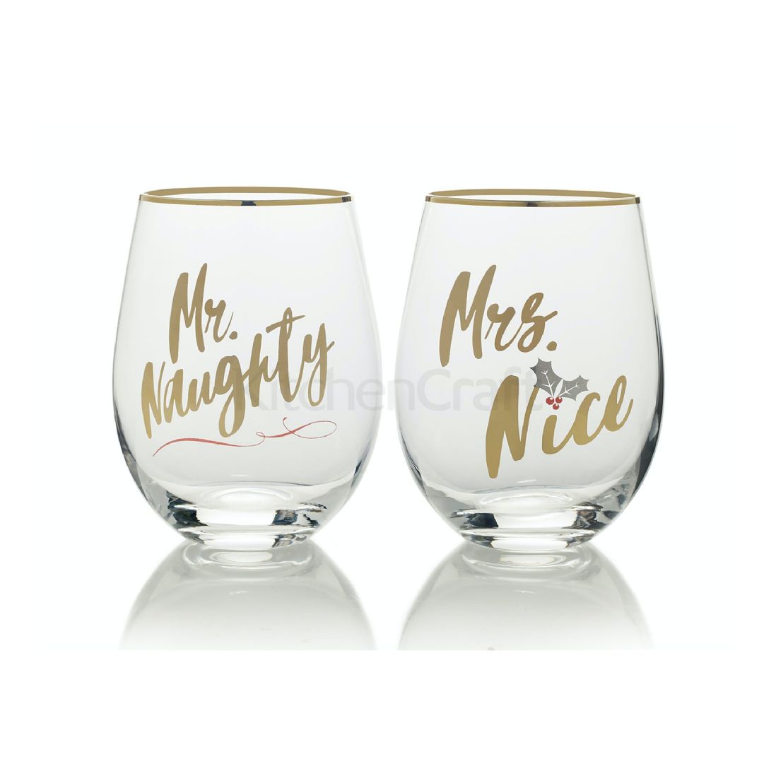 Naughty Nice Wine Glasses ~ Set of 2